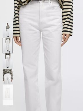 Massimo Dutti White Straight-Leg Jeans